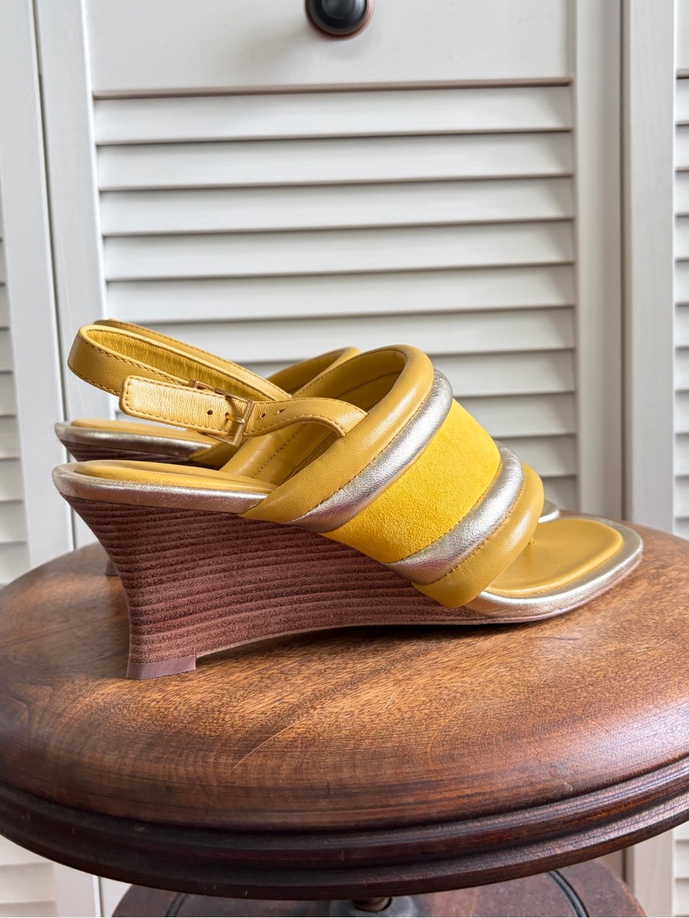 Tory Burch Puffy Yellow Wedge Sandal 9 - Picture 2 of 6